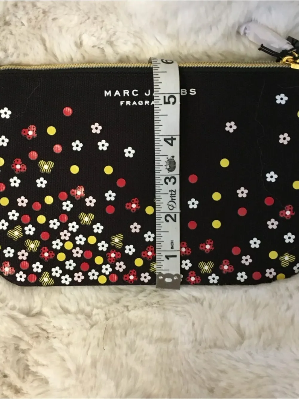 NEW Marc Jacobs Fragrances Black Multicolor Floral Makeup Cosmetics Bag,